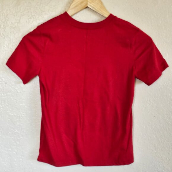 Kids Red City Streets T-Shirt Hot Dog On Motorcycle USA Flag Graphic S 8 - Picture 2 of 4